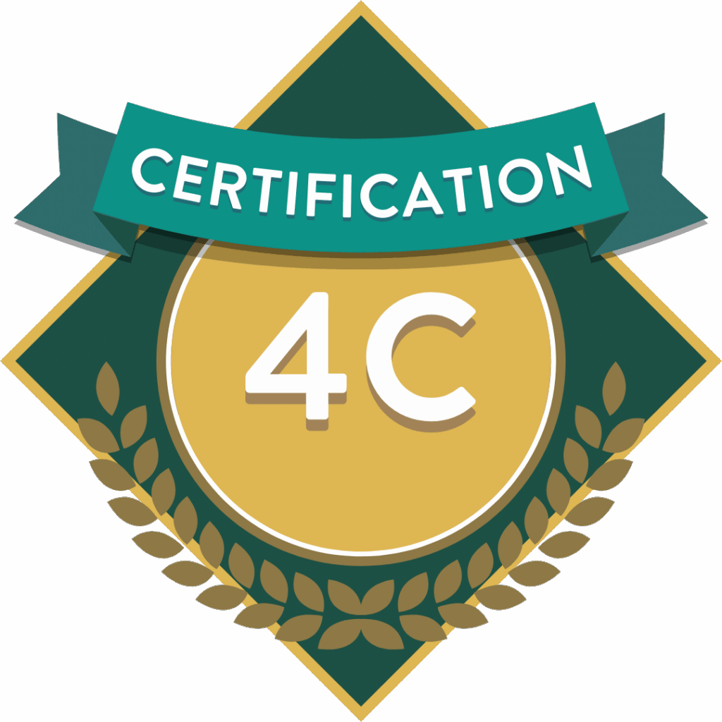 Badge officiel de la certification 4C pour consultant en comportement canin, symbole de compétences validées
