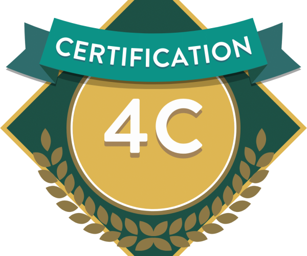Badge officiel de la certification 4C pour consultant en comportement canin, symbole de compétences validées